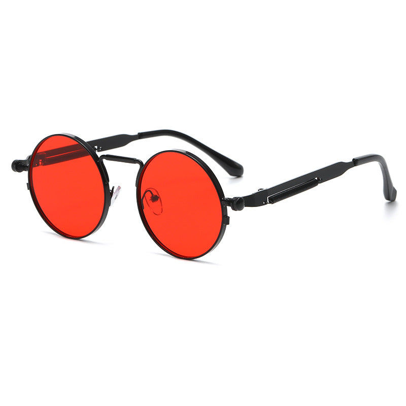 Wholesale Vintage Round Frame Steampunk Style Metal Spring Leg PC Sunglasses